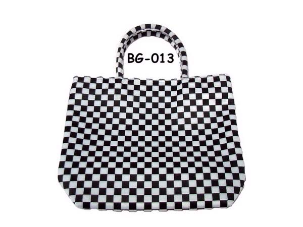 Show product details for Black & White Checkered Fake Fur Tote Bag (Sale price!)