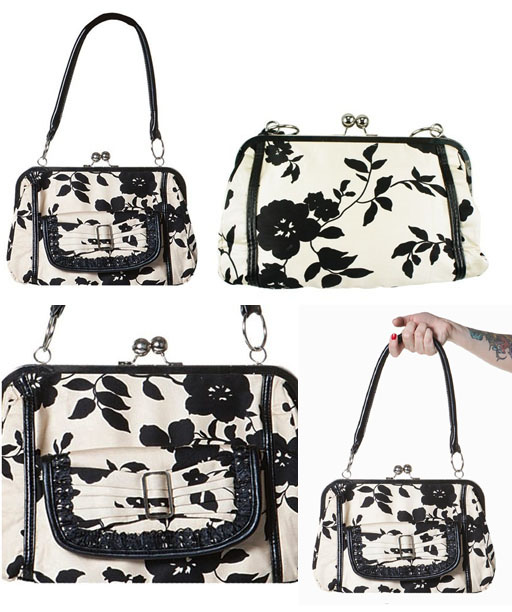 Floral Print Retro Kisslock Bag by Living Dead Souls 