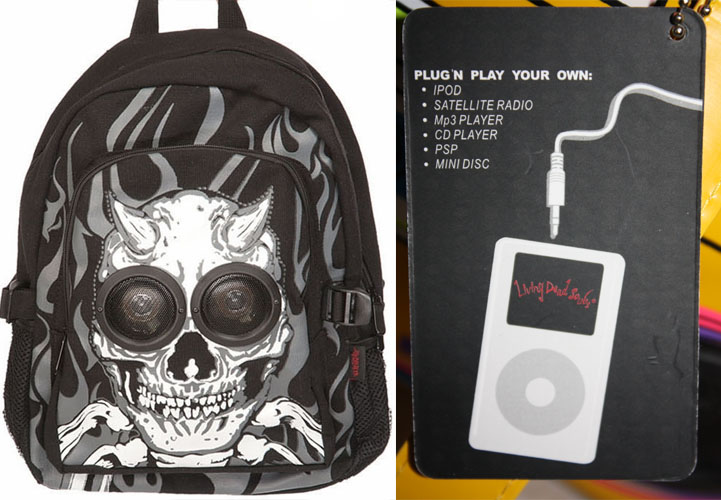 Skull & Flames MP3 Speaker Backpack by Living Dead Souls/Jawbreaker