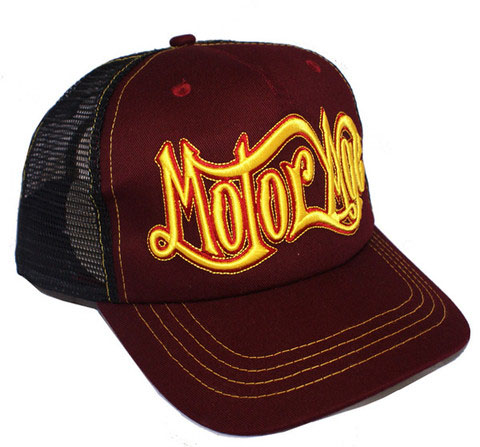 Motor Age Clothing- Logo on a MAROON/BLACK Trucker Hat