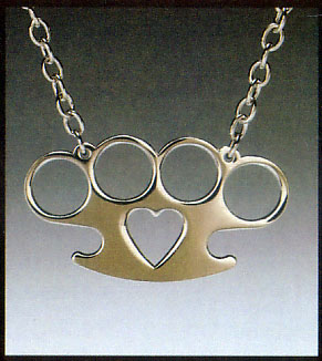 Brass Knuckles Gals Heart Pendant Necklace by Rock Rebel