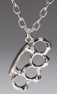 Show product details for Brass Knuckles Pendant by Rock Rebel