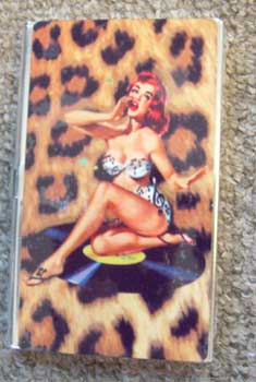 Leopard Pin Up On Record Business Card Holder