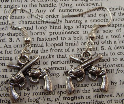 Crossed Pistols Dangling Earrings by Little Angels