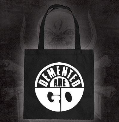 Demented Are Go- Logo on a black tote bag