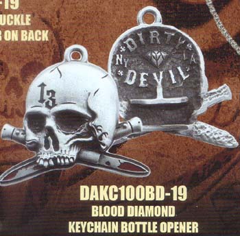 Show product details for Blood Diamond Bottle Opener Spinner Keychain by Dirty Devil