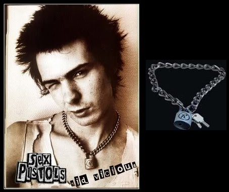 Sid Vicious Rabbit "R" working padlock choker with keys
