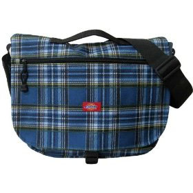Show product details for Basic Messenger Bag by Dickies In NAVY PLAID (style#614) (Sale price!)