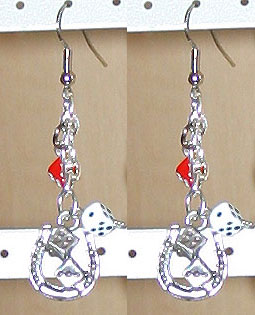*****Dice & Horseshoes Dangle Earrings by Eldorado Club International- SALE