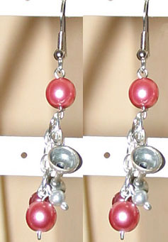 Pink Pearl & Champagne Glass Dangle Earrings by Eldorado Club International- SALE