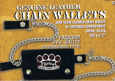 Drink Fight Fuck 6" wallet with chain by Felon Clothing