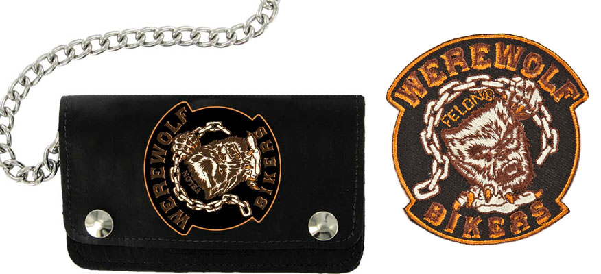 Werewolf Bikers 6" patch wallet with chain by Felon Clothing - SALE