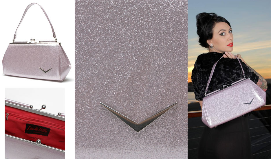 Getaway Kiss Lock Bag by Lux De Ville- BABY PINK SPARKLE
