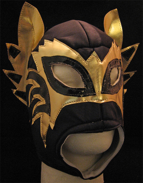 Lucha Libre Wrestling Mask- Gato Volador (Black/Gold)