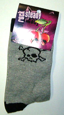 Skull And Crossbones on grey girls socks