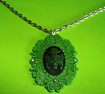 Show product details for Green Skull Cameo Necklace by Little Angels