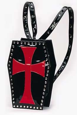 Black Patent Iron Cross Mini Backpack/Bag by Demonia