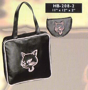 Cat Head on a Black PVC Bag by Demonia