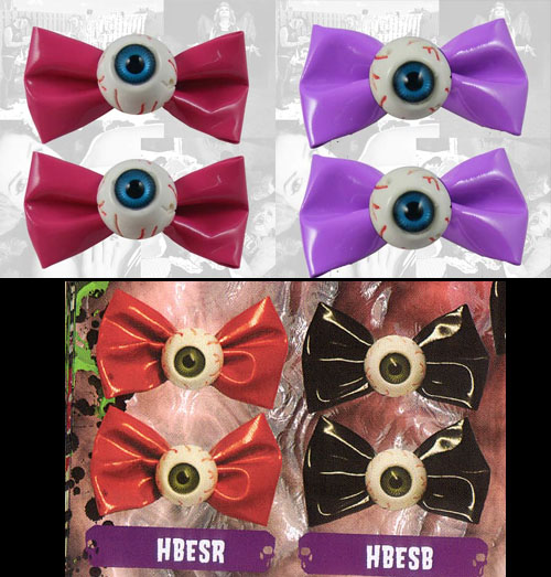 Show product details for Eyeball With Bow Hair Clips by Kreepsville 666