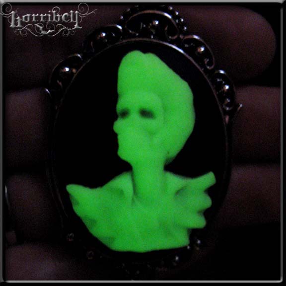 Glow In The Dark Skelvis Necklace by Horribell - SALE