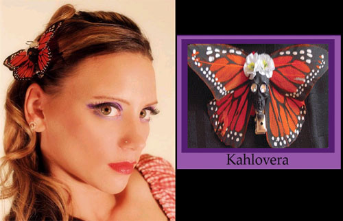 Show product details for Kahlovera (Skull Butterfly) hair clips by Hairy Scary