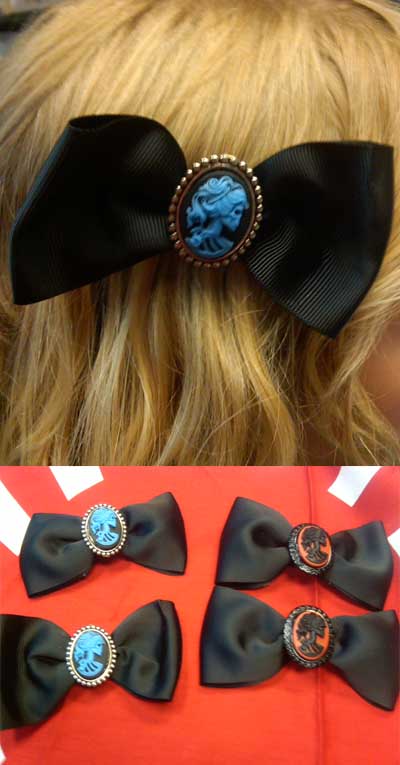 Jezebows black bow hair clips by Hairy Scary