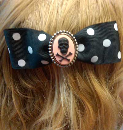 Jezebows polka dot bow hair clips by Hairy Scary