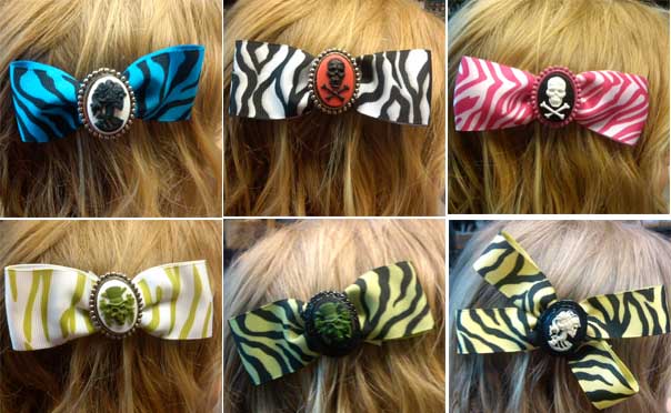 Jezebows zebra hair clips by Hairy Scary