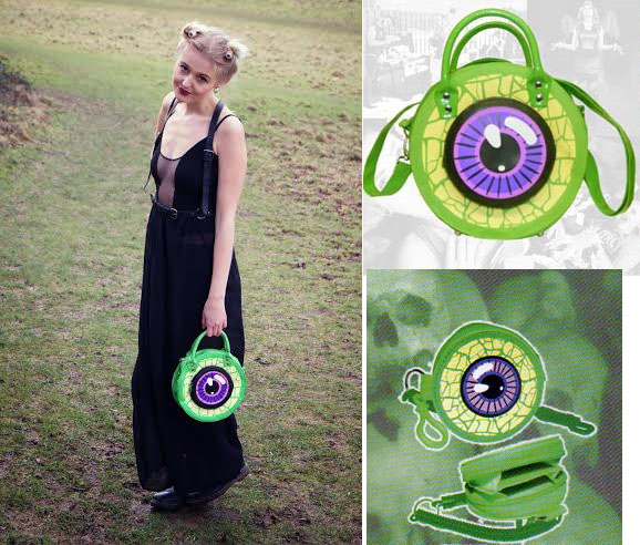 Eyeball Vinyl Bag in Green by Kreepsville 666