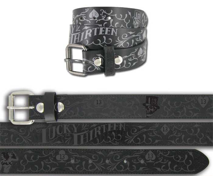 Bad Mojo embossed belt by Lucky 13 in BLACK - SALE