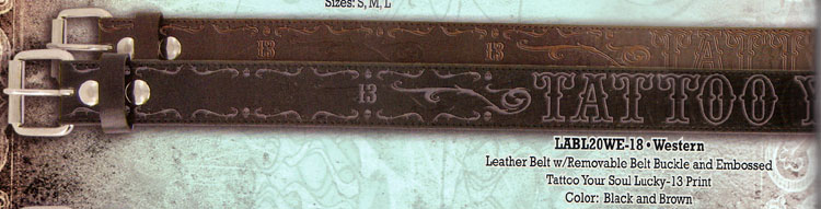 Tattoo Your Soul embossed western design belt by Lucky 13 - SALE