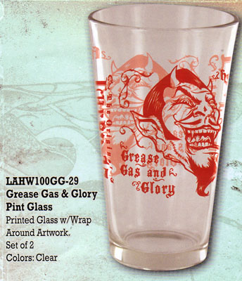 Gas Grease & Glory Single Pint Glass by Lucky 13 - SALE