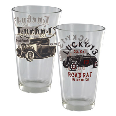 Rods Pint Glass Set by Lucky 13