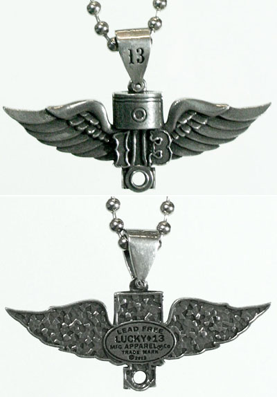Winged Piston Unisex Necklace by Lucky 13 