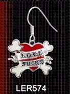 Show product details for Love Sucks Die Cut Earrings by Lucky 13 (Pair!) (Sale price!)