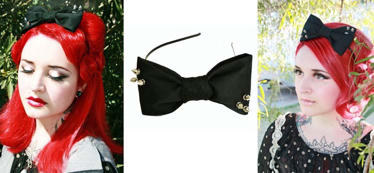 Mini Hex Spike Headband by Lila-Jo - Black Bow