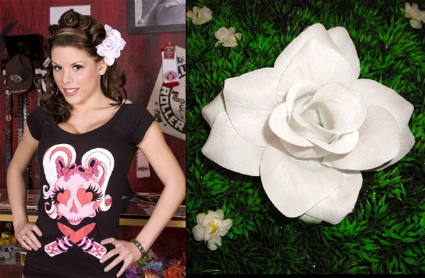 White Light Shimmer Rose Hair Flower Clip by Lila-Jo