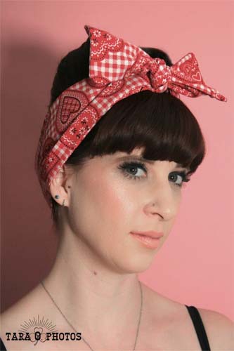 Red Gingham Hearts bandana by Lila-Jo