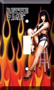 Bettie Page- Bettie With Flames light switch plate