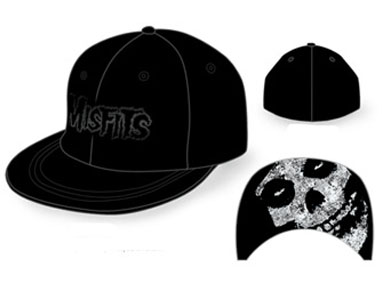 Misfits- Logo on a black flex fit flat brim baseball hat