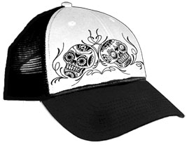 Show product details for Day of The Dead Trucker Hat by Lucky Mule