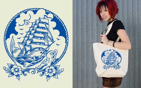 Tall Ships tote bag by Lucky Mule