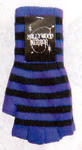 Fingerless Gloves- Black/Purple Striped