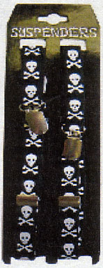 Skinny Braces (Suspenders)- Black With Skulls
