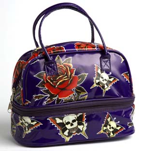 Show product details for Oilcloth Zip Bottom Tote in PURPLE by Sailor Jerry