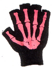 Fingerless Work Gloves- Pink Skeleton