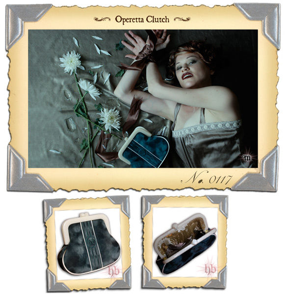 Show product details for Operetta Clutch in PEACOCK BLUE by Hell's Belles