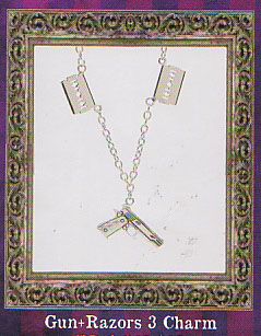 Gun & Razors 3 Charm Necklace by Rock Rebel - SALE
