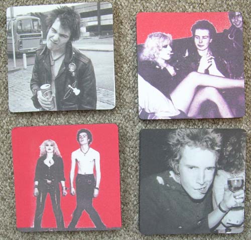 Sex Pistols- Rubber Coaster Set (1 Sid, 2 different Sid & Nancys & 1 Johnny)