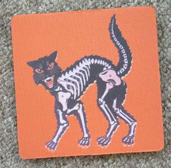 Skeleton Cat Rubber Coaster